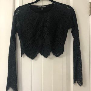 Long Sleeve Lace Crop Top